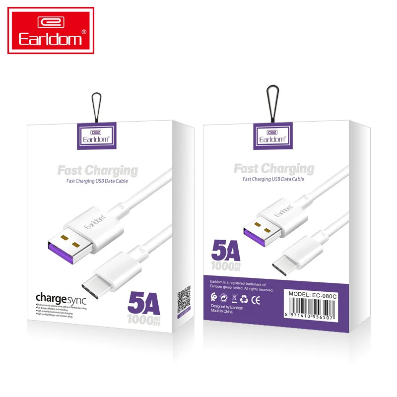 Кабель для быстрой зарядки Earldom 5A кабель синхронизации 1 м USB 3 0 Type-c Зарядные кабели мобильных телефонов Android типа