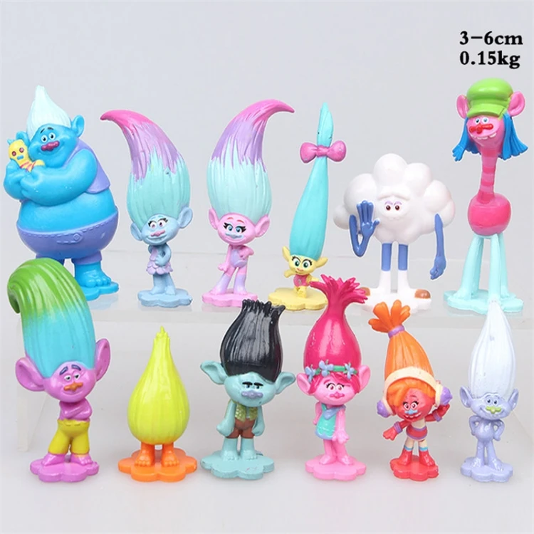 New Arrival Cartoon Action Figure Toy Lovely Trolls PVC Figurines Mini Size Trolls Figure Toy for Kids