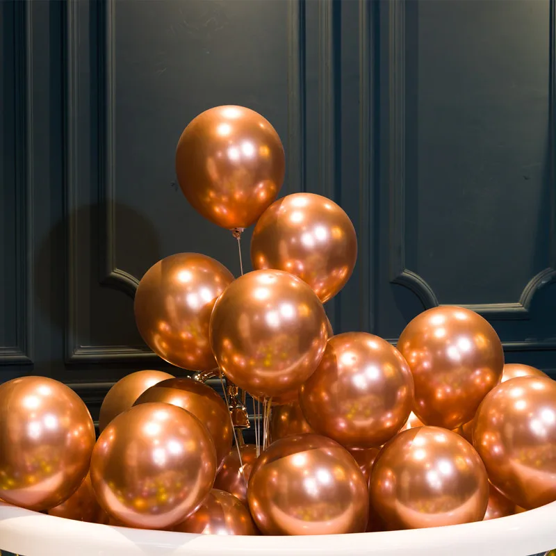 Ychon 12 inch Metallic Chrome Gold Balloons Thick Latex balloons for Birthday Wedding  Party Decorations