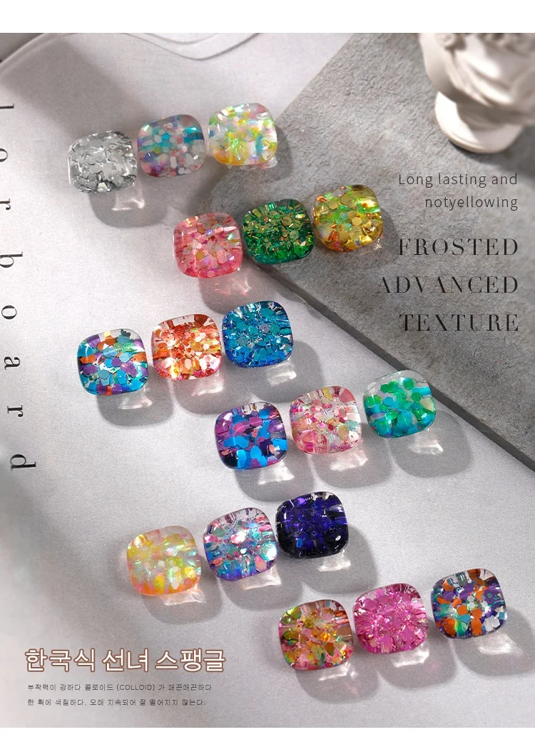 Little Luck OEM/ODM soak off spring color macaron glitter nail gel polish Korea sequin gel