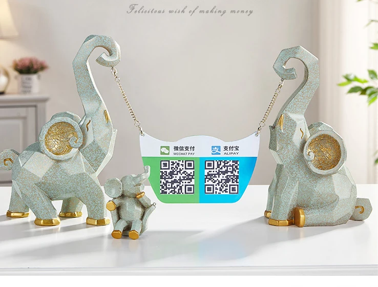 Современные модные украшения с QR-кодом в новом дизайне завода статуэтка слона из смолы для дома
