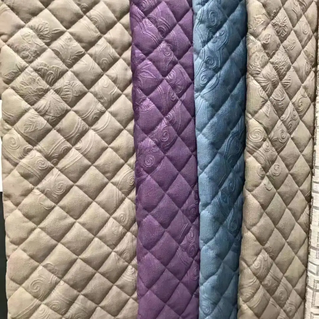 Popular polyester spandex microfiber upholstery quilted velvet cushion cover fabric