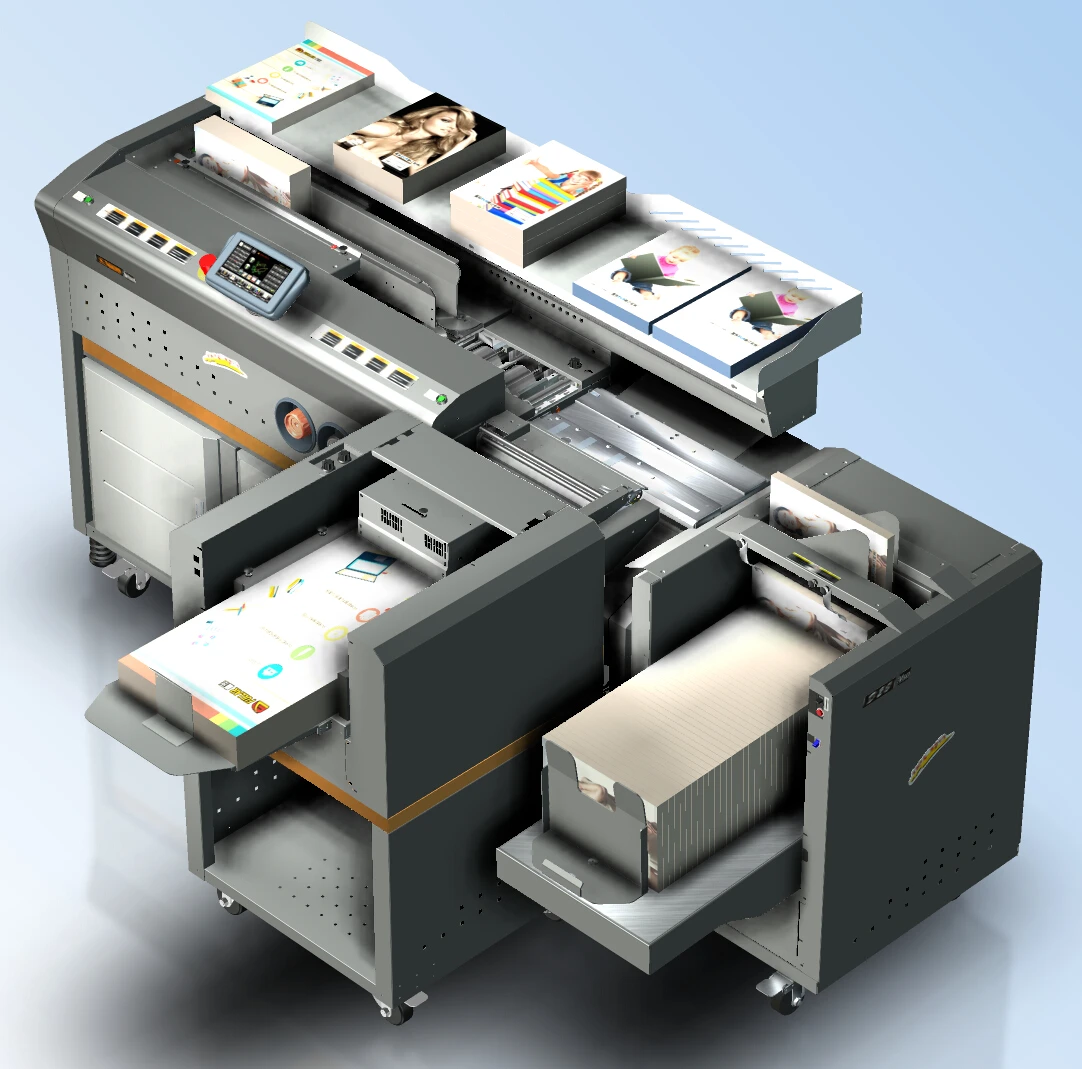 Automatic glue binding machine for book binding with book stacker and creaser