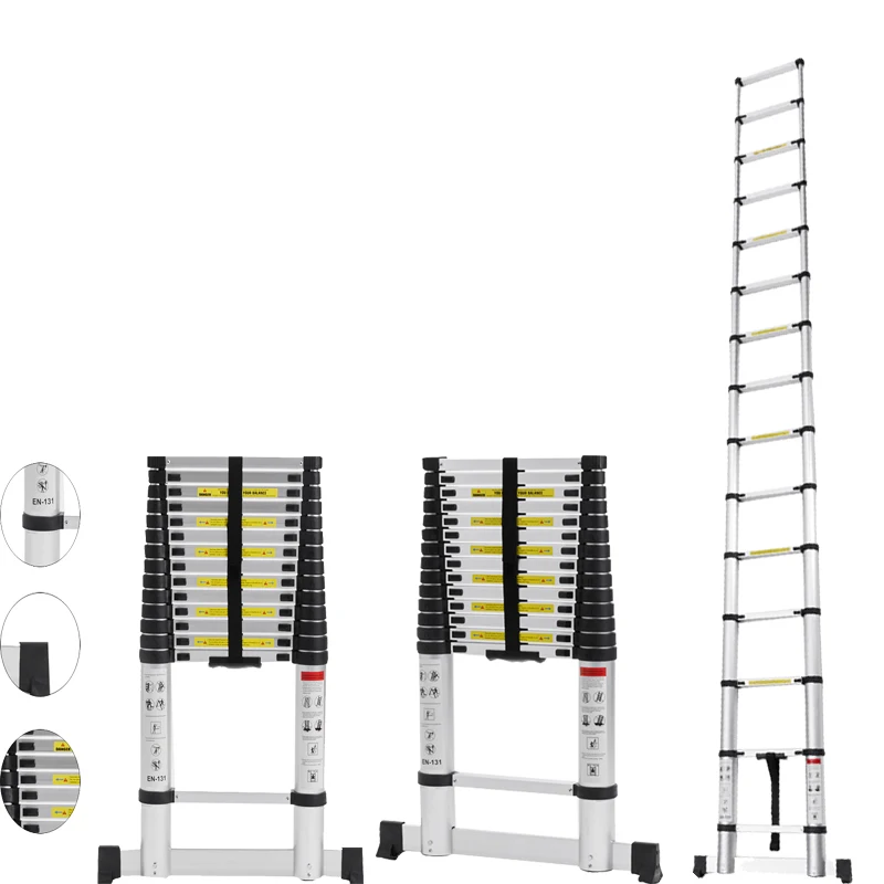 Folding aluminum extension ladder lightweight one side warehouse anti-skip folding ladder for warehouse