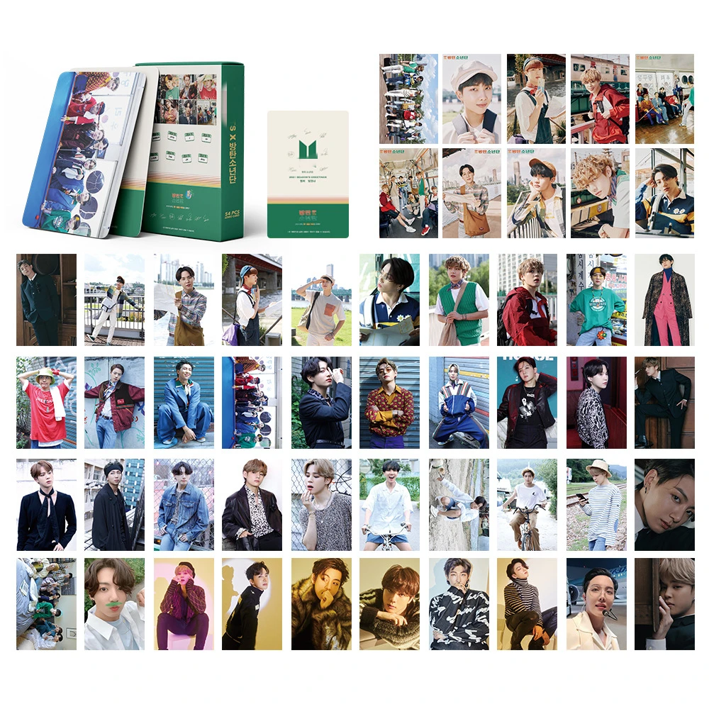 
Bangtan Boys Wholesale 54pcs/box Kpop Idol Merchandise 2021 Season Greeting Bangtan Boys Photo Card Lomo Card 