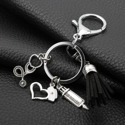 Medical tassel needle syringe stethoscope keychain for doctors nurse