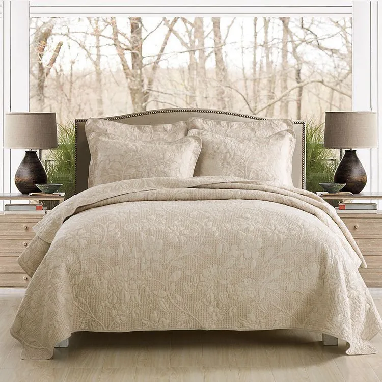 3 Pieces Custom Queen King Size Cotton Quilts Bedding Bedspread and Pillowcase Set