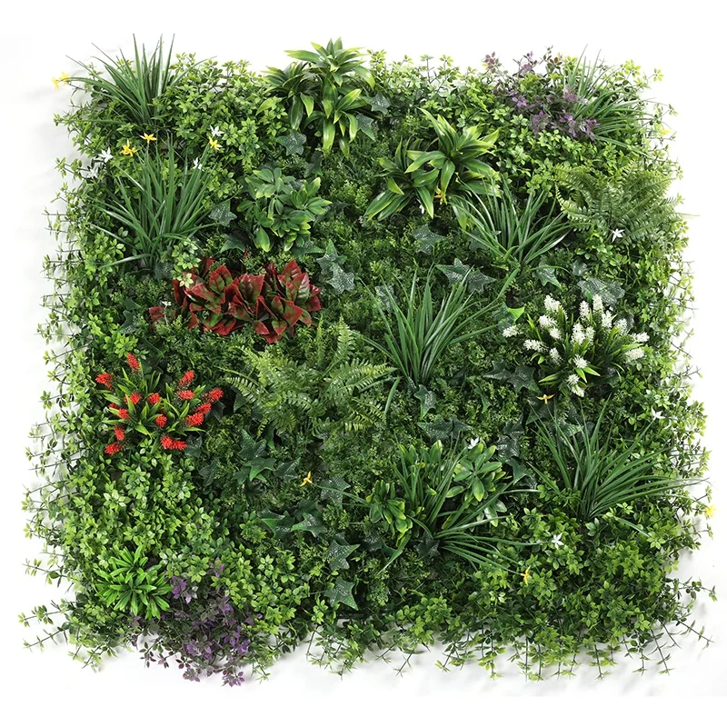 V583 Outdoor Garden Decor Backdrop square 3d Fake Plastic Plant Green Wall Panel Outside UV Artificial Fire Retardant Grass Wall