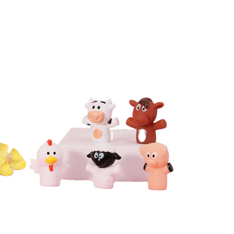 Popular enameled pvc environment-friendly material cow chicken pig horse cow finger doll children toy active finger