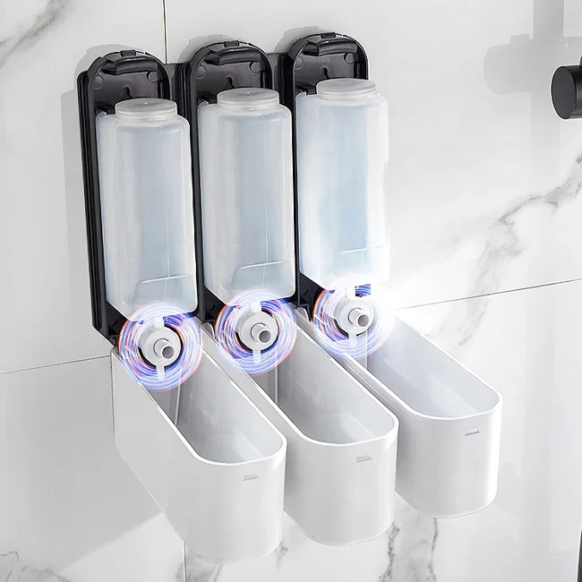 Hotel soap dispenser shower gel pump double liquid bathroom commercial manual kitchen wall mount shampoo and conditioner F7020
