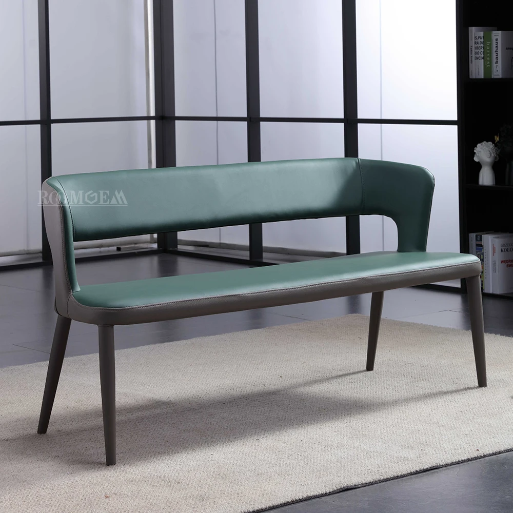 Стулья для столовой обеденная скамейка с спинкой новый продукт оптовая продажа длинная домашняя мебель из искусственной кожи металл современный Размер 11 кг