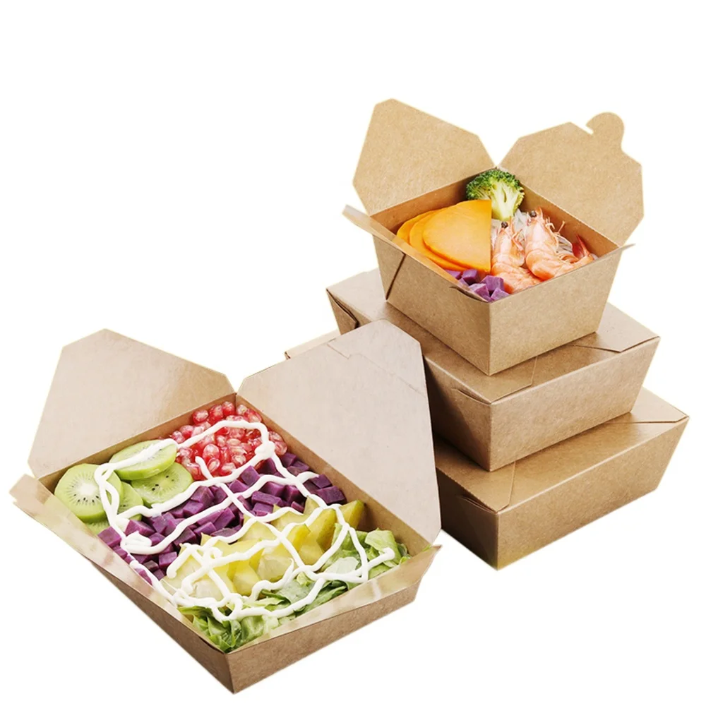 Eco-Friendly And Food Grade Paper Disposable Snack Box, Custom Paper Kraft To Go Boxes