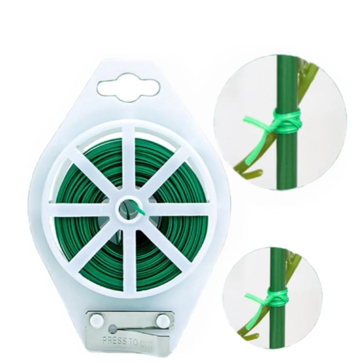 Gardening Green Twist Plant Support Strap Twist Tie Wire Single Core Plastic Coated With Cutter