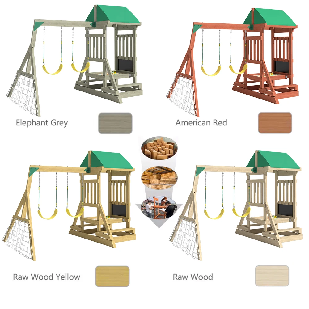 Small Outdoor Wooden Playground Equipment Backyard Kids Amusement Park backyard Play Set Swing Set items In Wood For Sale