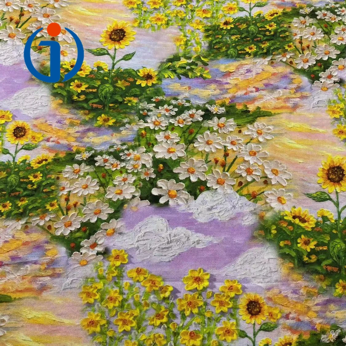 Good Quality 100gsm Pastoral Style Floral Sunflower 3D 100% Cotton Digital Printing Fabrics for Children Dress
