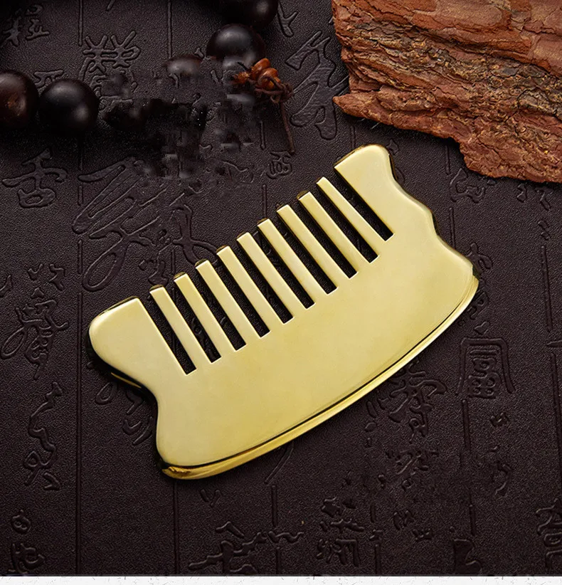 Copper Gua Sha Comb Type Brass Scraping Board Body Face Massage Tool Detoxify Health Care Copper Guasha Metal Scraper