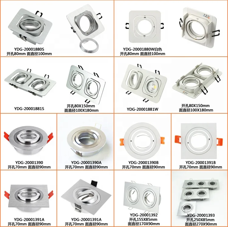 3  Heads Customizable  Rectangle Gu10 Mr16 Aluminum led Housing Multiple Recessed Downlight
