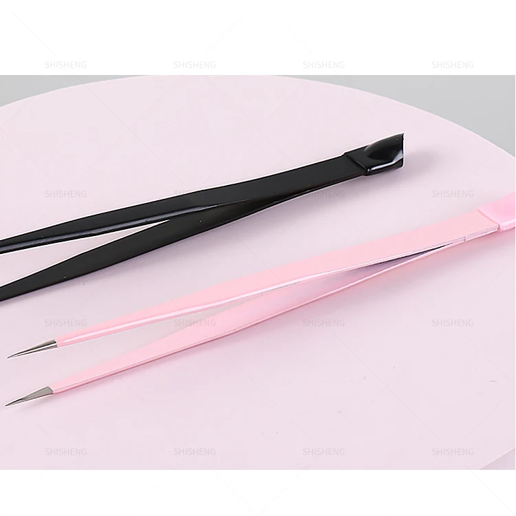 SHI SHENG Nail Tweezers with Silicone Pressing Head for 3D Sticker Rhinestones Picker Stainless Steel Tweezers Manicure Tool