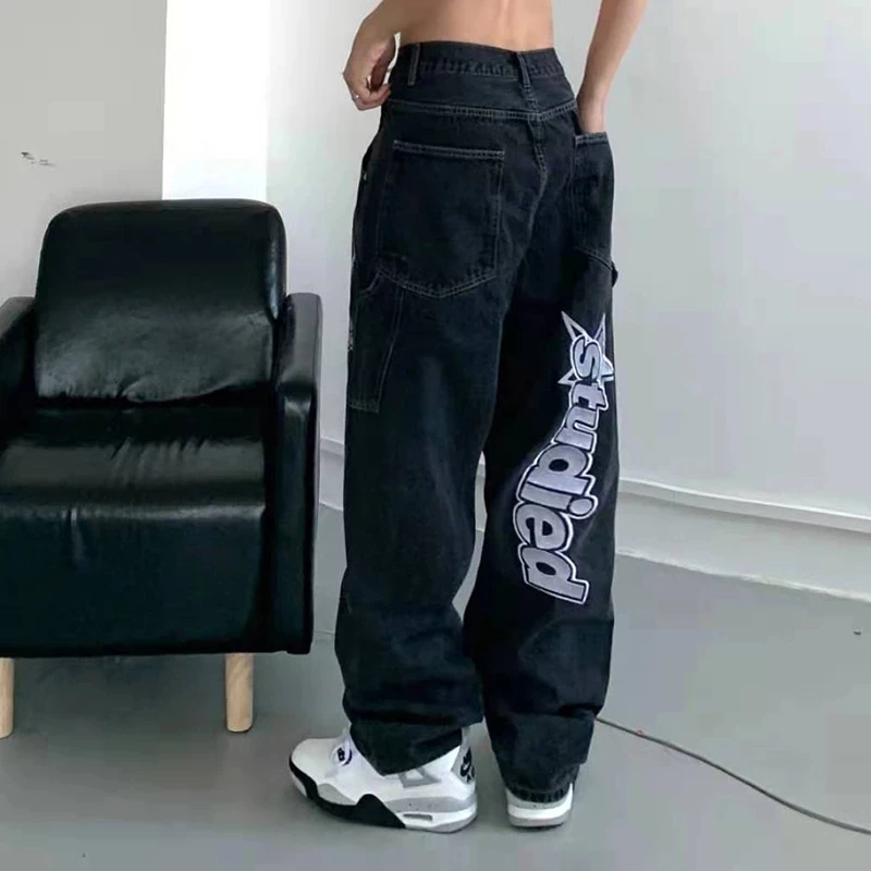 XINBO 3Xl Pockets Letter Embroidery Straight Plus Size Denim Trousers Pants Streetwear 2022 Hip Hop Men Fashion Jeans For Unisex
