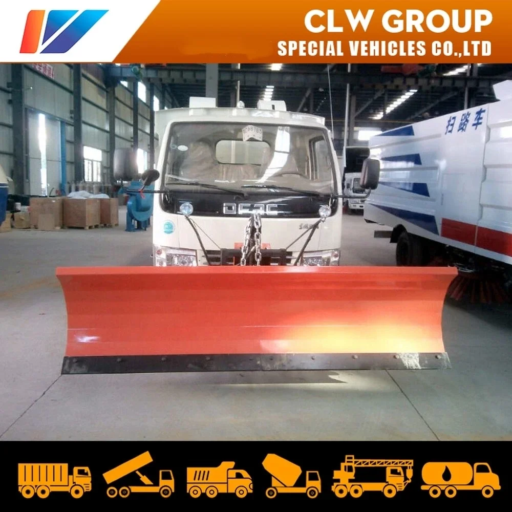 New Design Factory Price 4 Brushes 5.5m3 Capacity Street snow Sweeper Truck with Snow Removal Shovel attachment