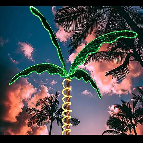 7ft Outdoor DC 30V Green Yellow LED Rope Lighted Garden Lights Palm Trees Design