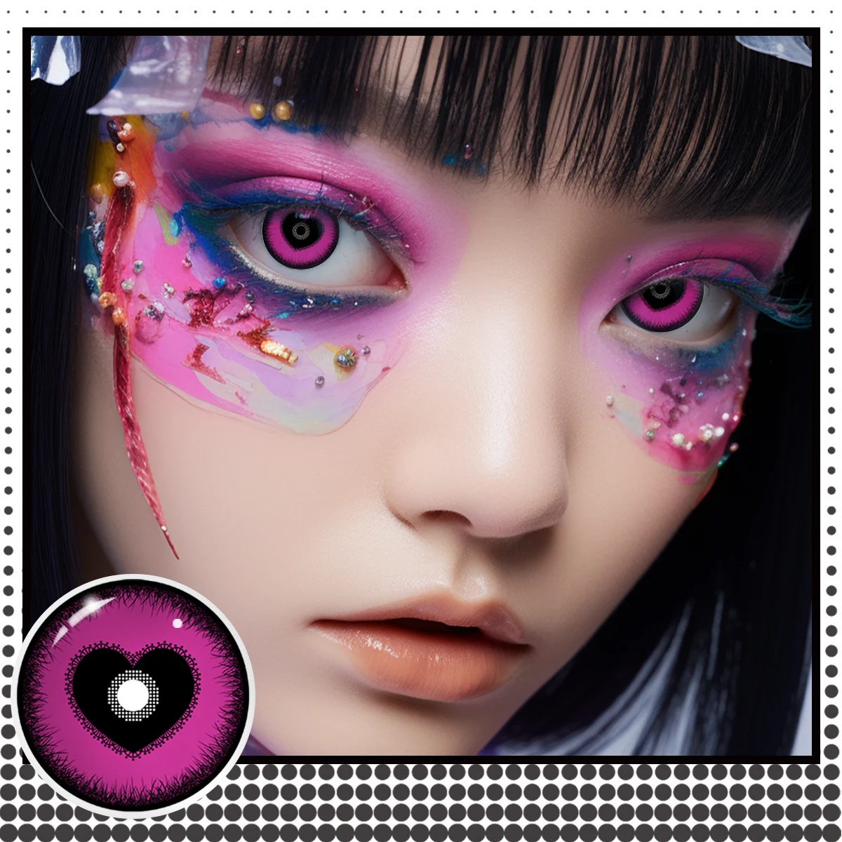 Lalens Cute Pink Color Contact Lenses With Prescription 14.2 14.5MM Half Yearly Crazy Halloween Anime Contact Cosplay Lens