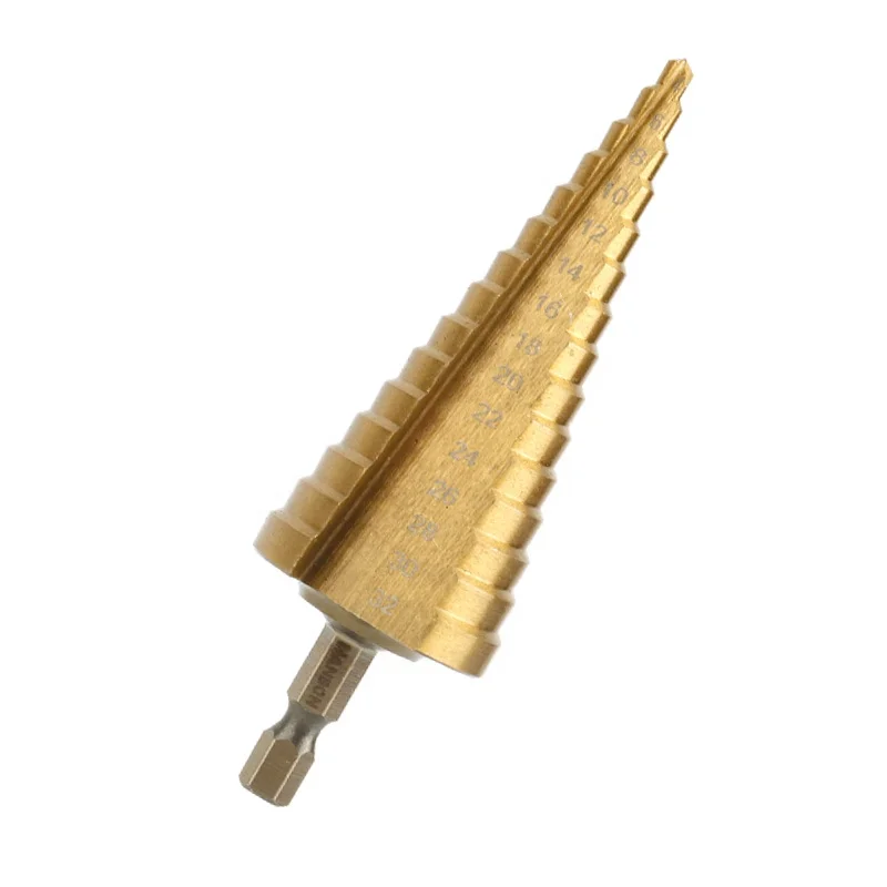 34-12Mm Hexagonal Handle Straight Grooved Step Drill Bits For Sheet Metal Drilling
