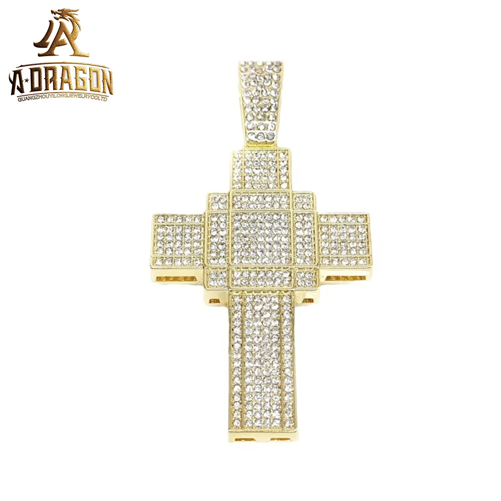 Jewelry 925 Sterling Silver Gold Plated VVS Moissanite Diamond Men Necklaces Moissanite Cross Pendant