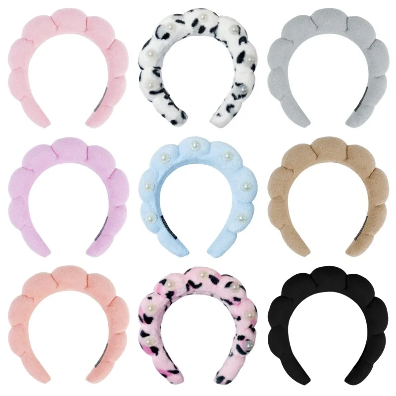 Hot Selling Hair Accessories Sponge Headband Puffy Spa Terry Towel Cloth Fabric Headbands SPA Hairband For Makeup