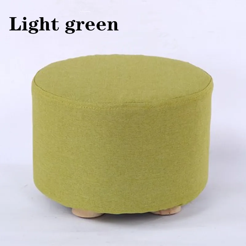 Modern Round Ottoman Foot Rest  four-legged Stool Pouf Ottoman with Linen Fabric and Non-Skid
