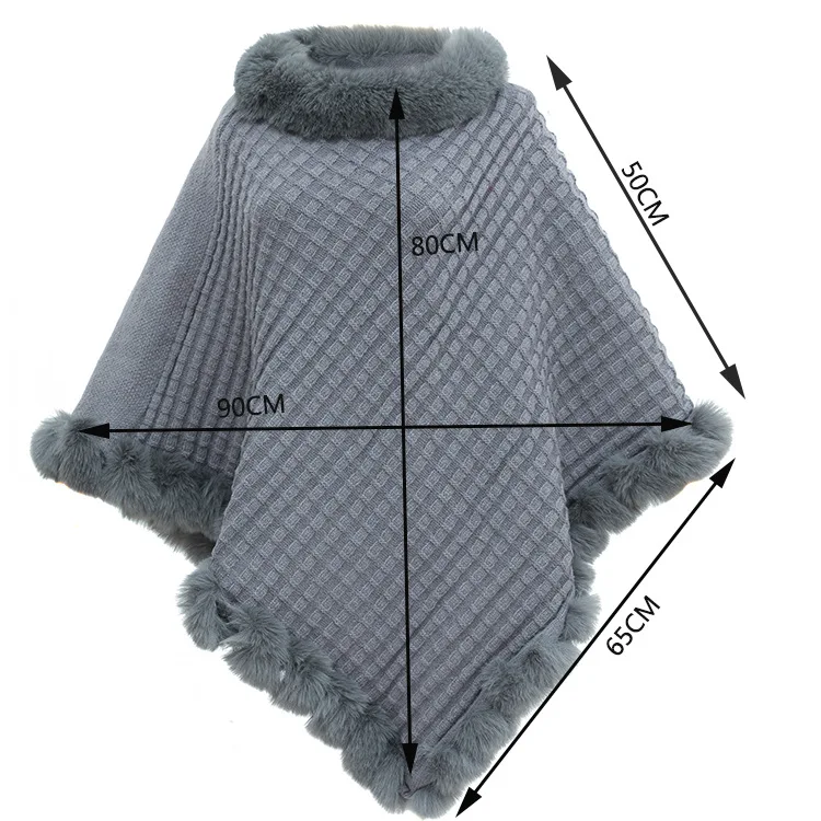 Stylish Cashmere Fur Capes Gorgeous Chunky Winter Greatcoat Oversize Warm Wrap Blanket Cape For Women Supplier Wholesale