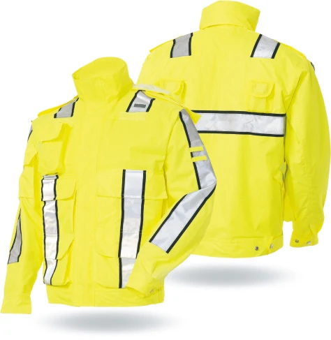 Cheap yellow high visibility reflective waterproof roadway raincoat rain suit