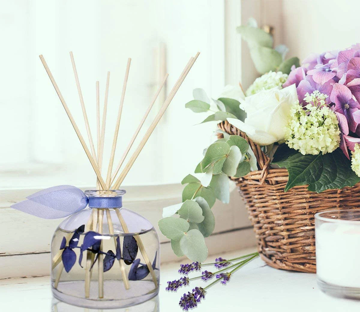 Luxury Decorative Room Scent Fragrance Personalized Different Glass Jar Scented Reed Diffuser Gift Set with Private Label Box