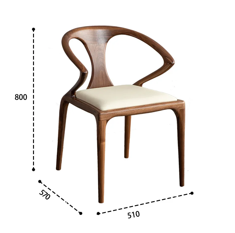 Nordic Solid Wood Modern Nordic Wood Dining Chair Restaurant Chair With Armrest