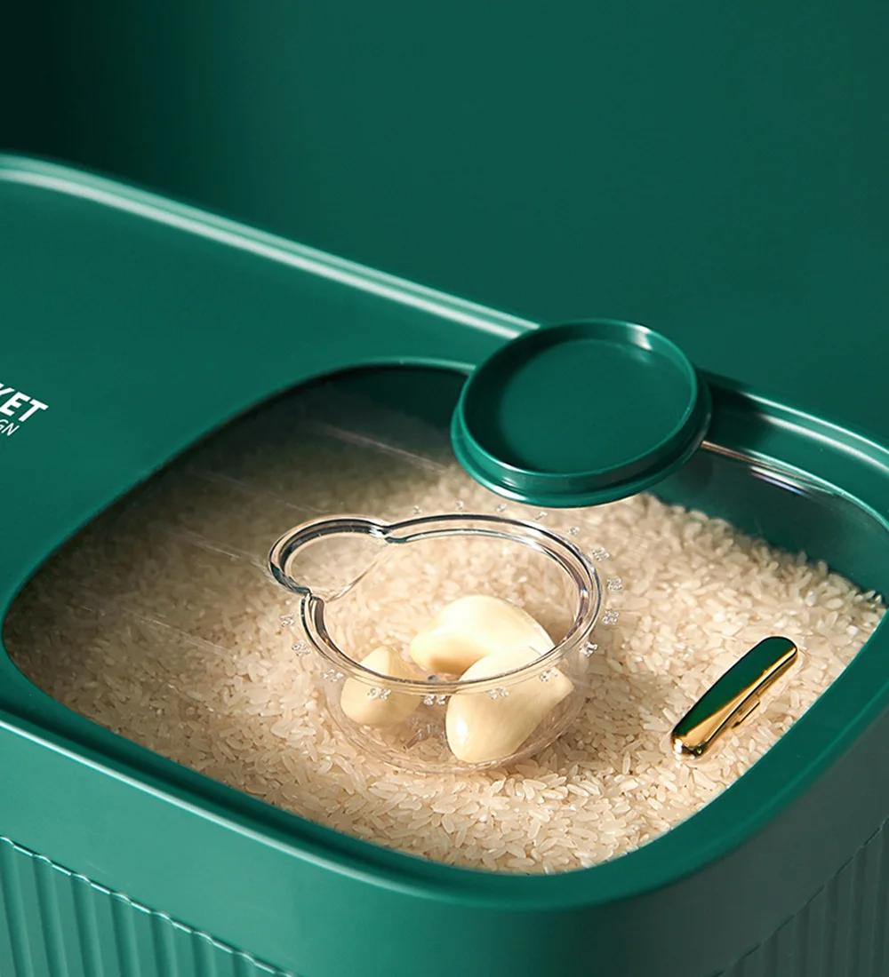 Durable Sealed Dry Food Container Rice Storage Box With Lid Measuring Cylinder Moisture Proof Grain Storage Boxes 4 Colors