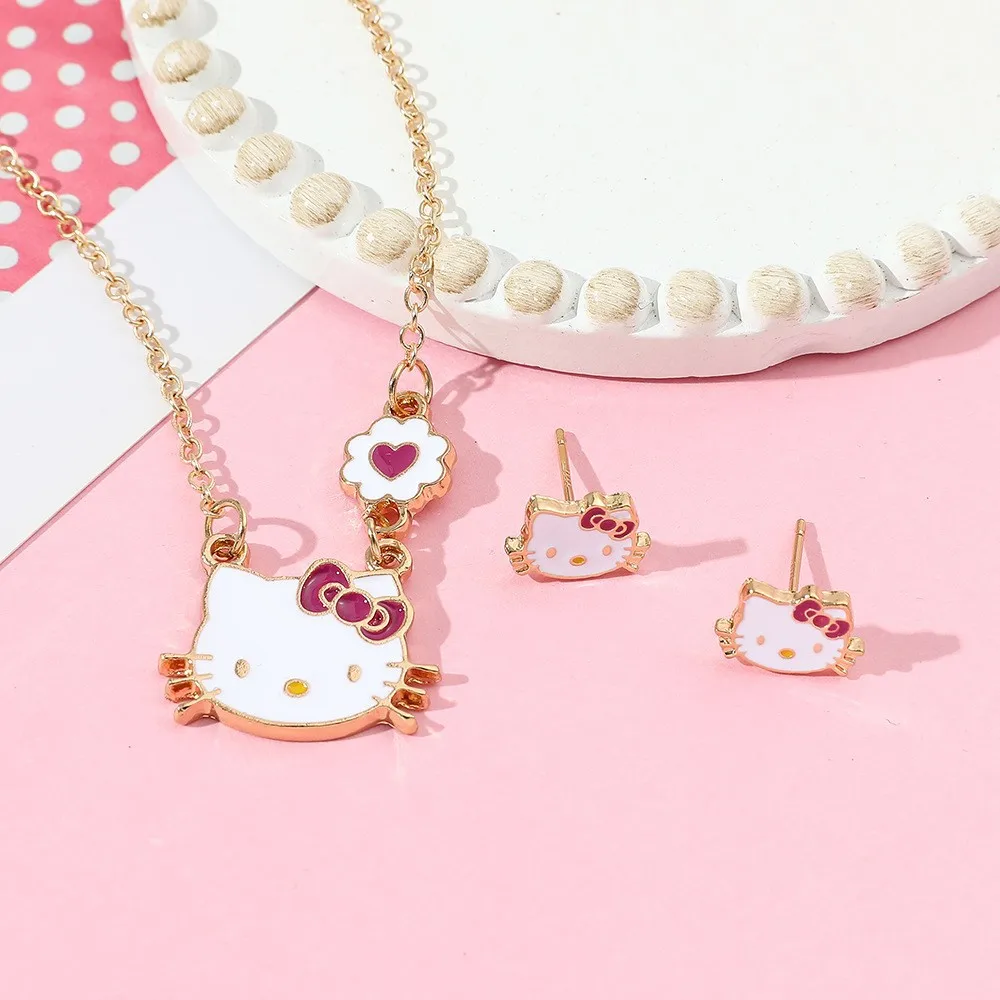 Милый аниме мультфильм Sanrio Китти Кот металлический кулон брелок ожерелье