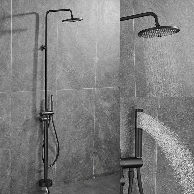 Shower Column Faucet Set Shower Panel Tower System Black Luxury Bathroom Rainfall Dual Shower System Set With Mixer