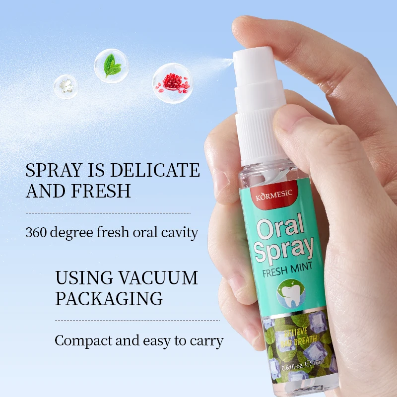KORMESIC Wholesale Refresh Flavoured Portable Oral Care Odor Bad Breath Removal Cool Mint Perfume Mouth Freshing Breath Spray