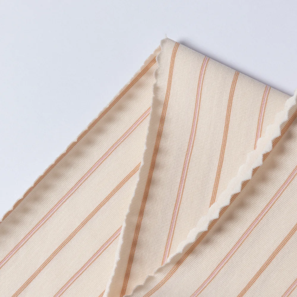 Hot selling custom casual organic cotton polyester spandex stripe fabric for clothing