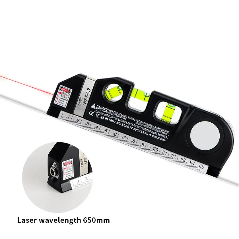 Laser Horizon Vertical Measure Tape Portable Home Decoration Tool Tape LV03 Measure Laser Level Black OEM