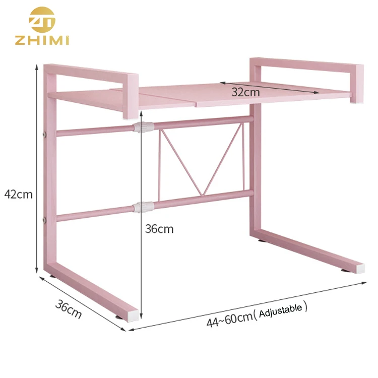 Kitchen Microwave Oven Stand Shelves Pink Extendable Metal Iron Storage Rack Shelf