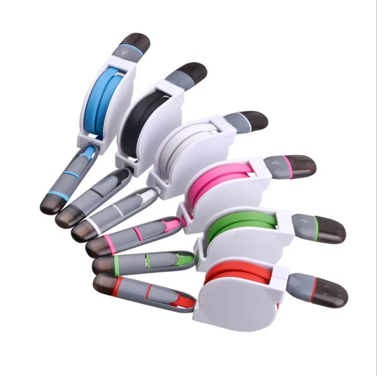 Amazon Hot Sale Cheap Price Colorful Light Retractable Mobile Phone Charging Data Usb Cable