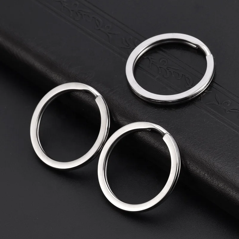 Flat Stainless Steel Key Ring 20MM 25MM 28MM Keychain Key Holder for Women Men Jewelry Making Key Chain
