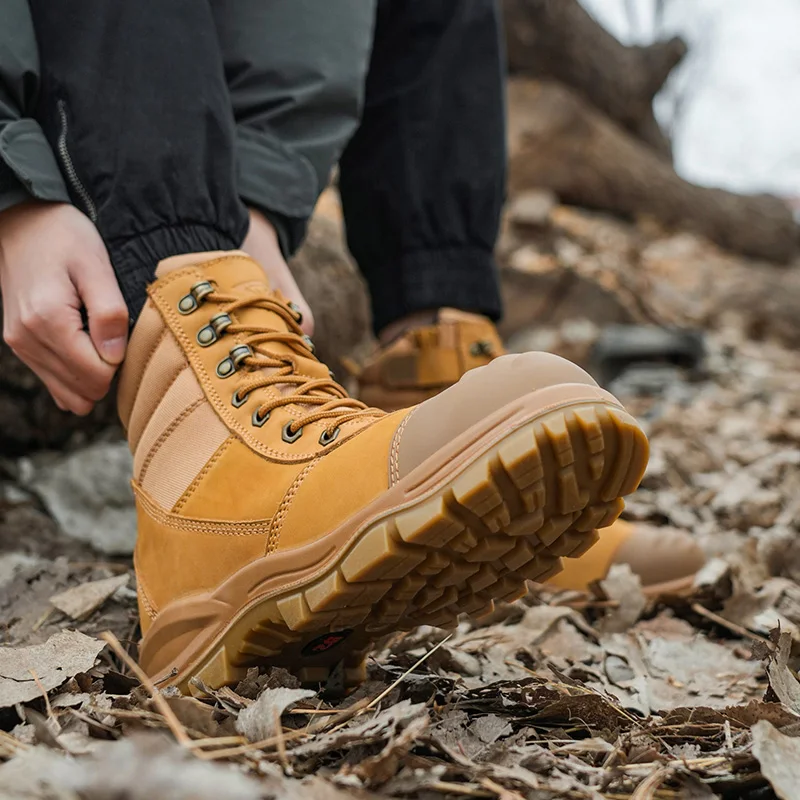 High cut side zipper work boots ,drak brown crazy horse leather Safety Boot Australia Pu Tpu Outsole Safety Shoes