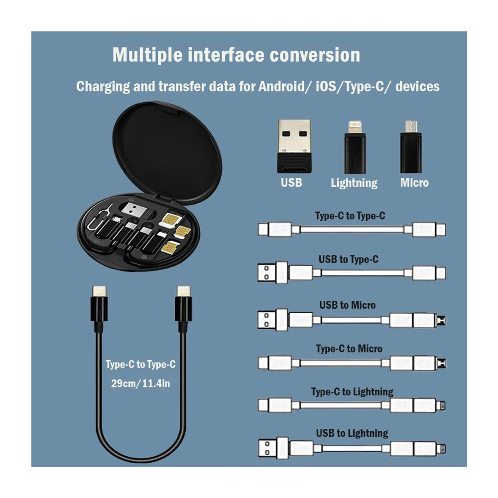 Cheap Multi-Functional 6 In 1 Charging Cables Mobile Stand Card Data Cable Storage Box