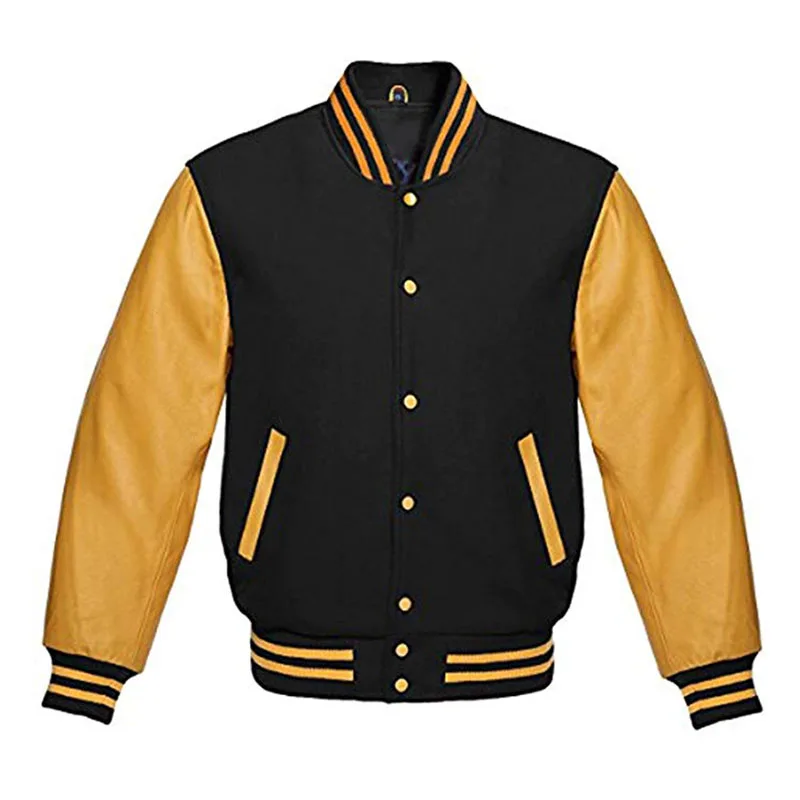  Varsity/Letterman/Студенческая куртка черного/белого цвета из мельтона с подкладкой для