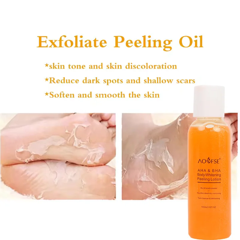 private label body knuckles remover dead extra strong skin whitening exfoliating orange yellow peeling oil