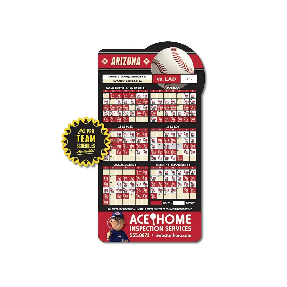 2024 Baseball Sport Schedule Fridge Magnet,Custom Football Time Calendar Magnet