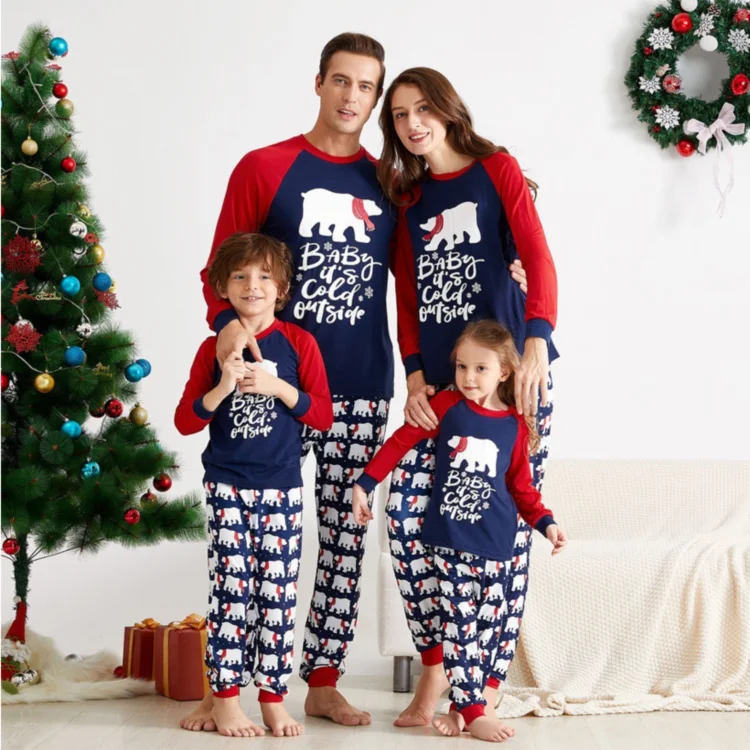Hot Sale High Quality Adult Mom Lovely Winter Christmas Printing Home Clothes Breathable Family Matching Outfits