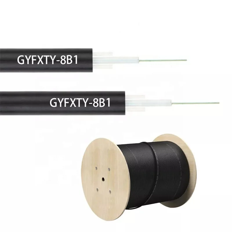 Outdoor Aerial flat drop fiber optical cable 8 core FTTH Drop Central Loose Tube Flat Fiber Optic Cable